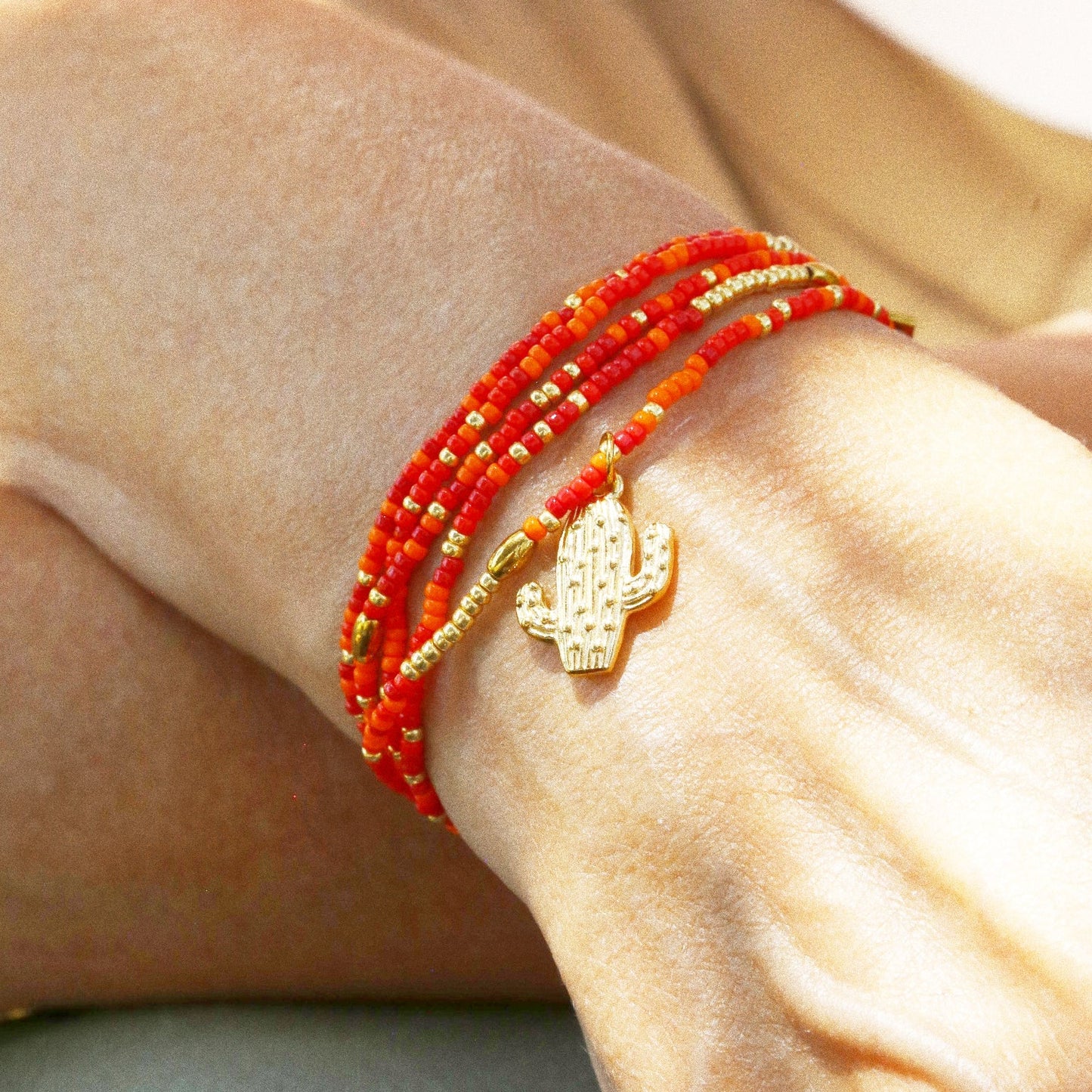 bracelet "Seconde Peau"5 tours ou ras de cou  monochrome rorange