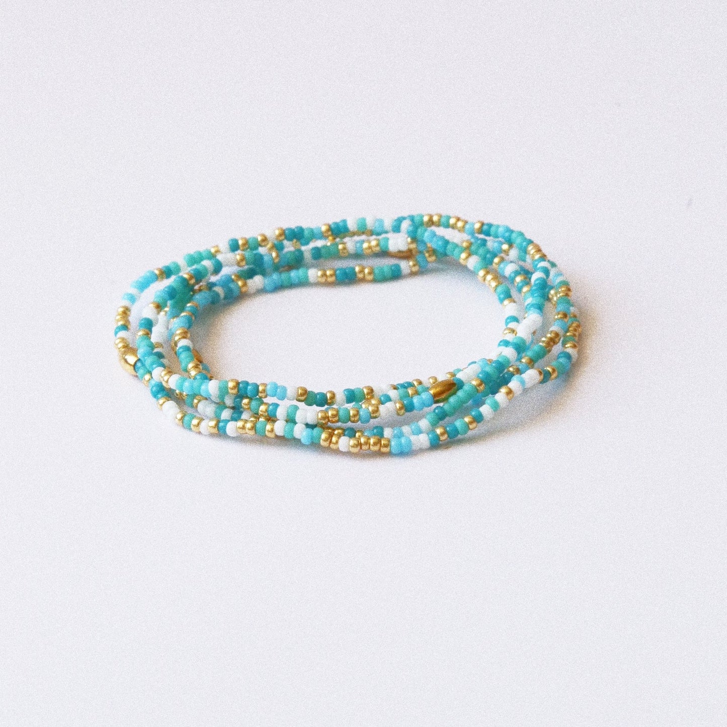 Bracelet 5 tours ou ras de cou "seconde peau" turquoise