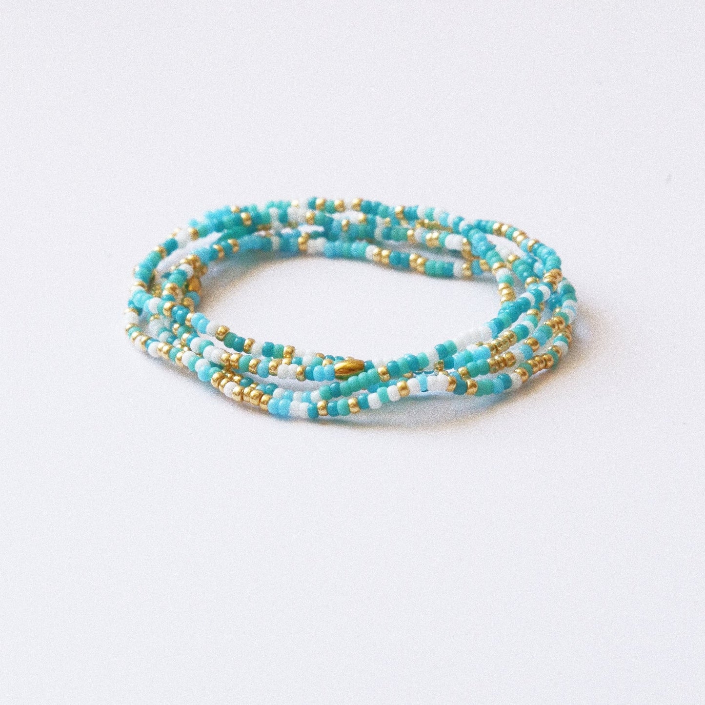 Bracelet 5 tours ou ras de cou "seconde peau" turquoise