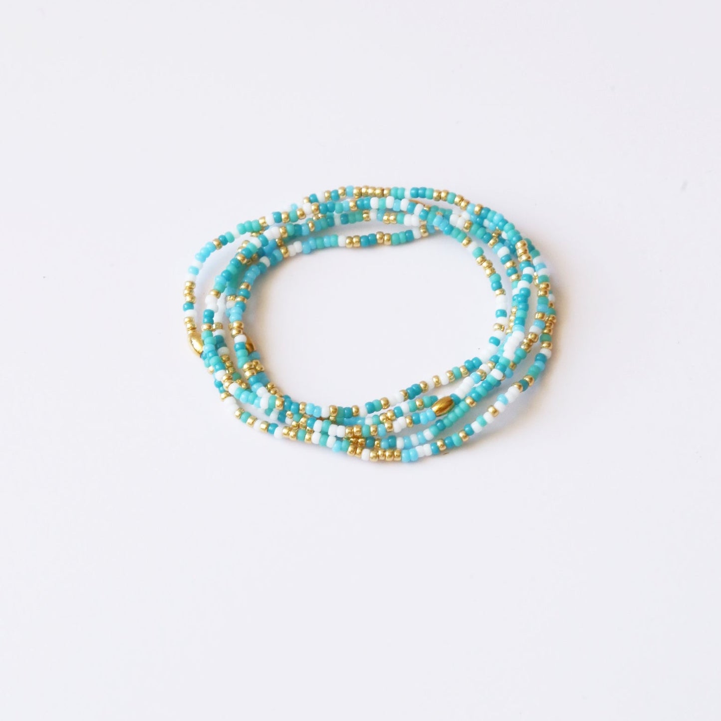 Bracelet 5 tours ou ras de cou "seconde peau" turquoise