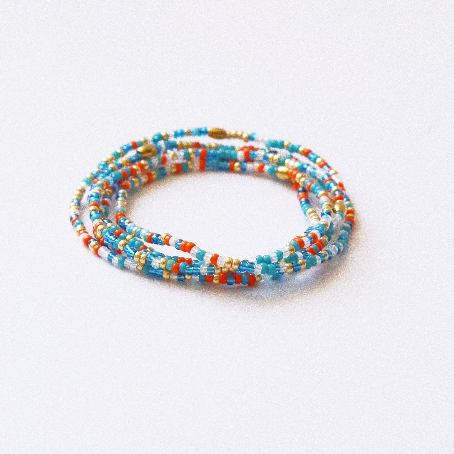 Bracelet 5 tours / Ras de cou “Seconde Peau” – Orange Bleu
