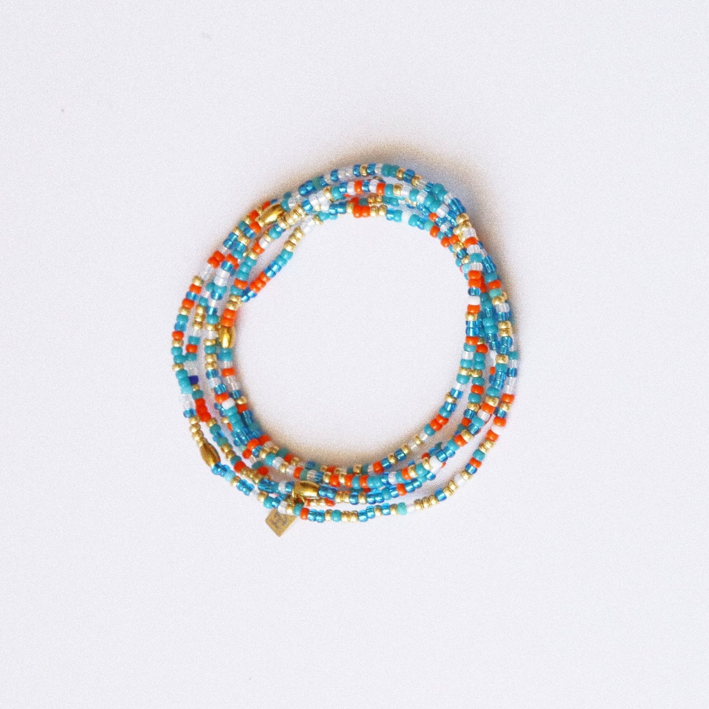 Bracelet 5 tours / Ras de cou “Seconde Peau” – Orange Bleu