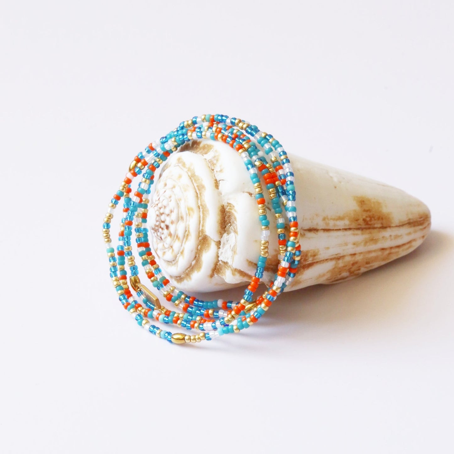 Bracelet 5 tours / Ras de cou “Seconde Peau” – Orange Bleu