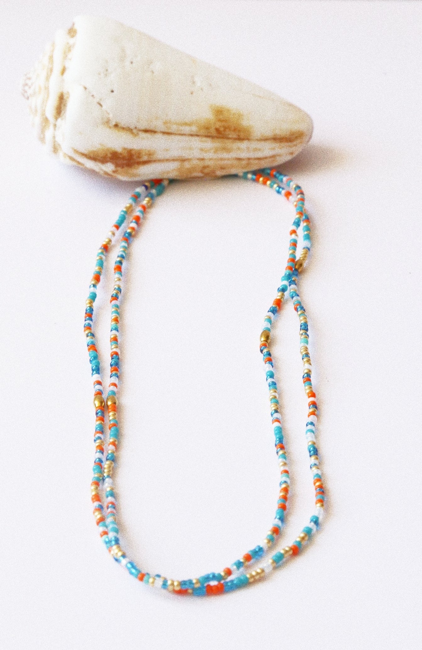 Bracelet 5 tours / Ras de cou “Seconde Peau” – Orange Bleu