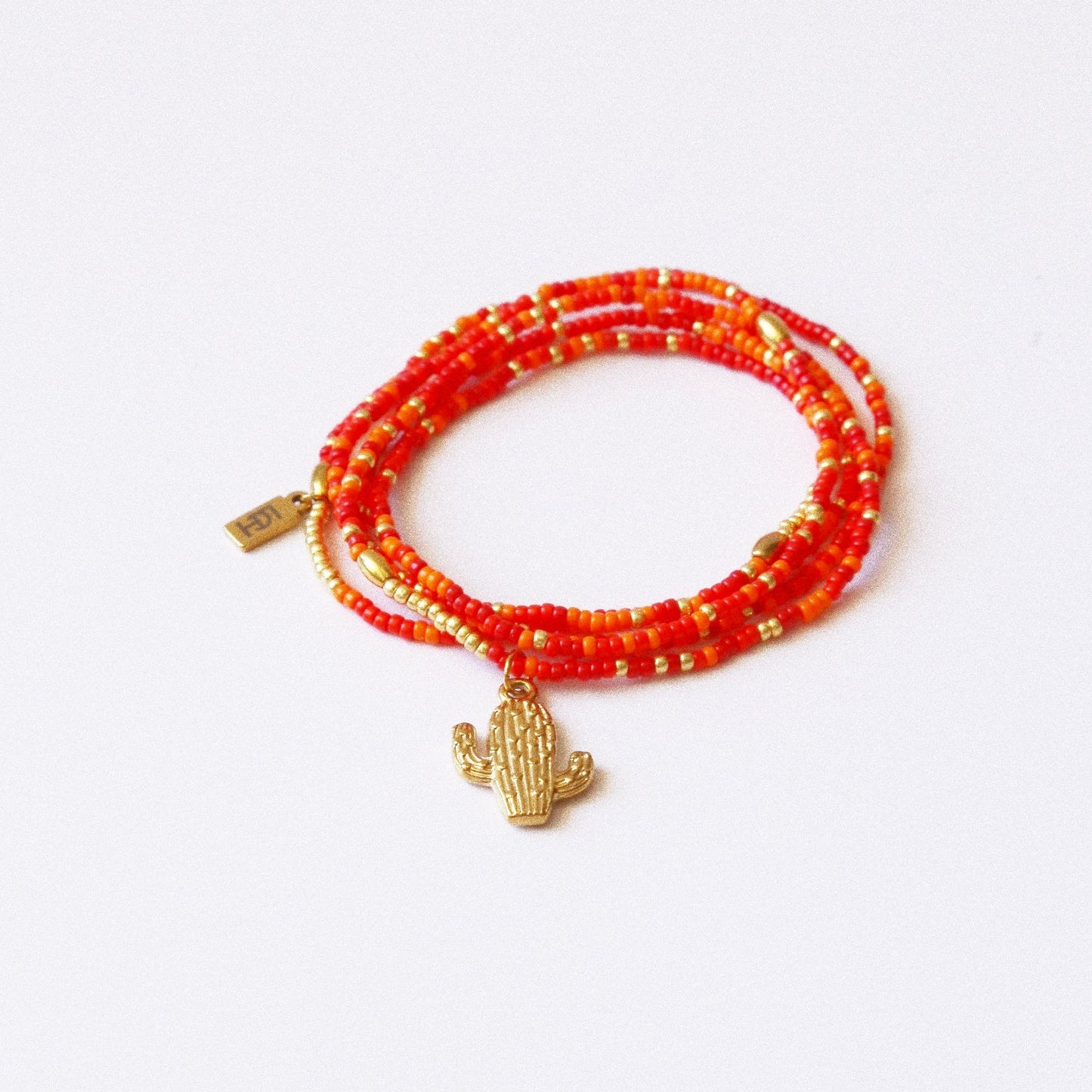bracelet "Seconde Peau"5 tours ou ras de cou  monochrome rorange