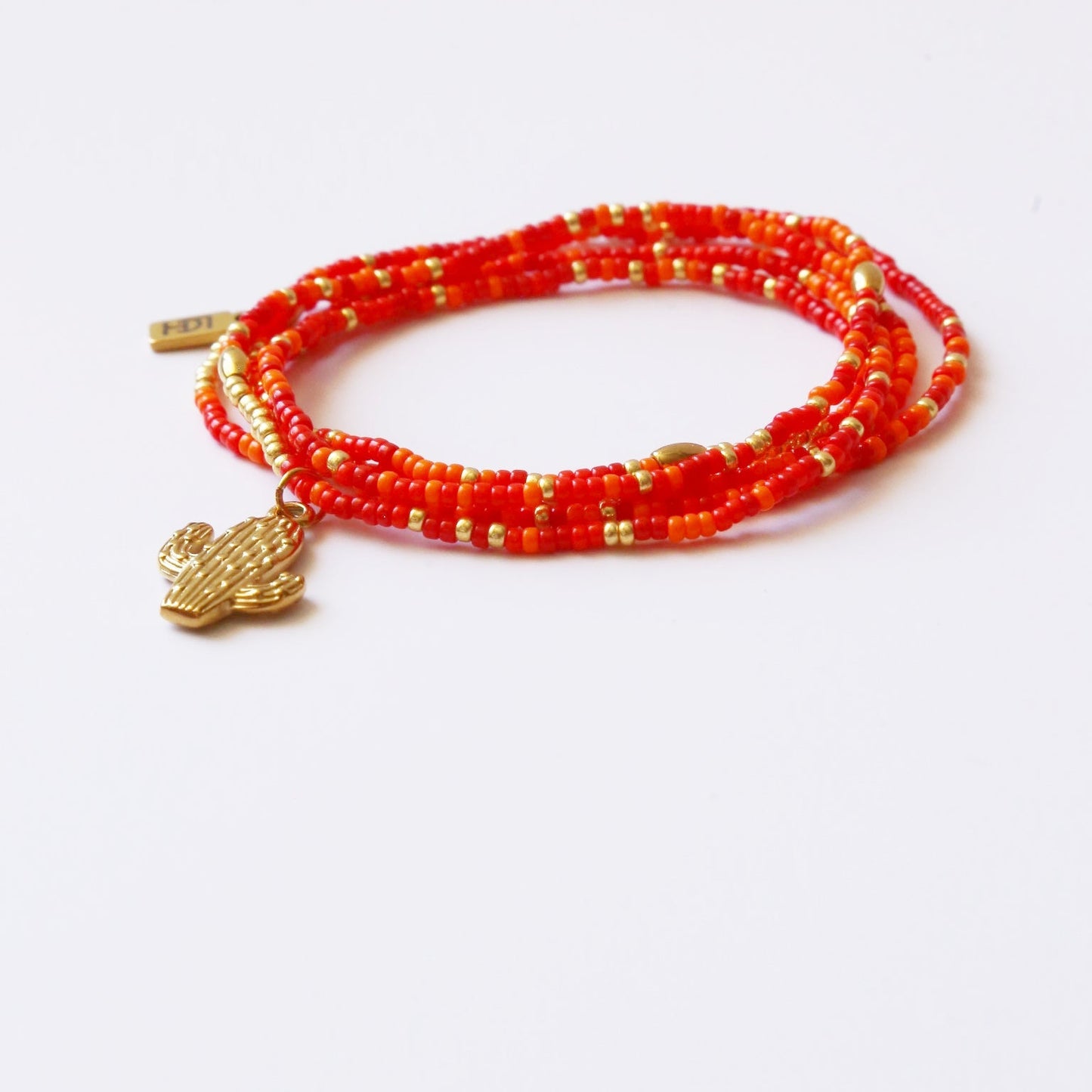 bracelet "Seconde Peau"5 tours ou ras de cou  monochrome rorange