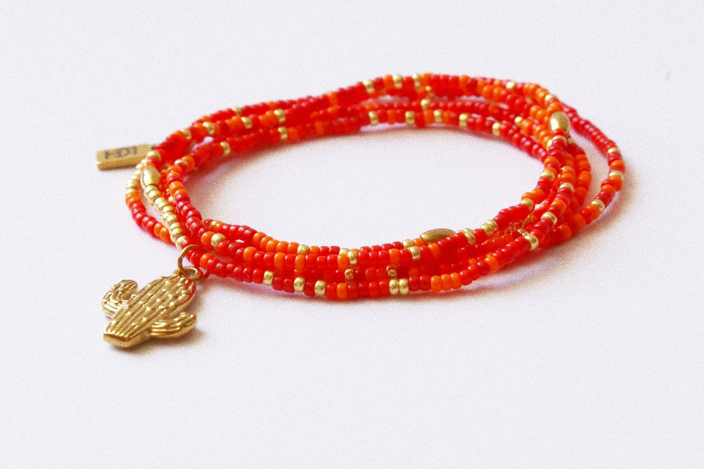 bracelet "Seconde Peau"5 tours ou ras de cou  monochrome rorange