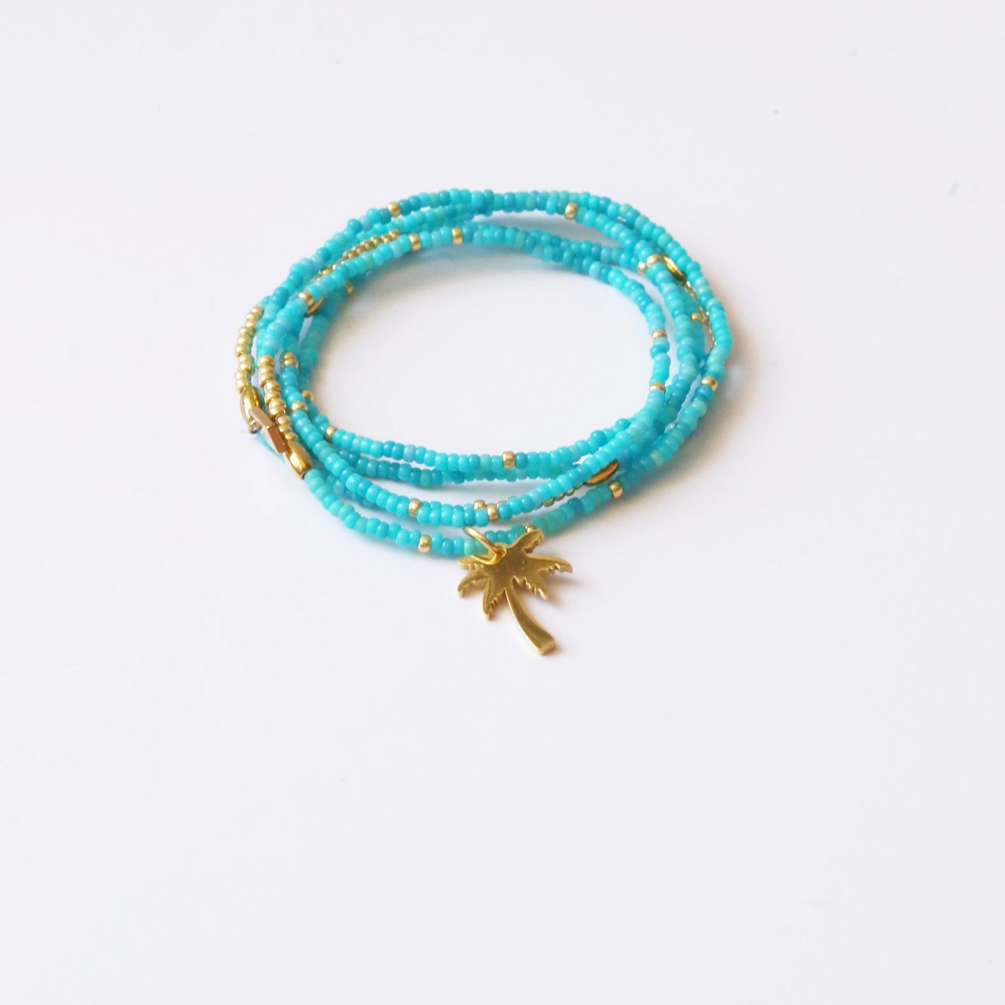 bracelet Seconde Peau 5 tours ou ras de cou monochrome turquoise