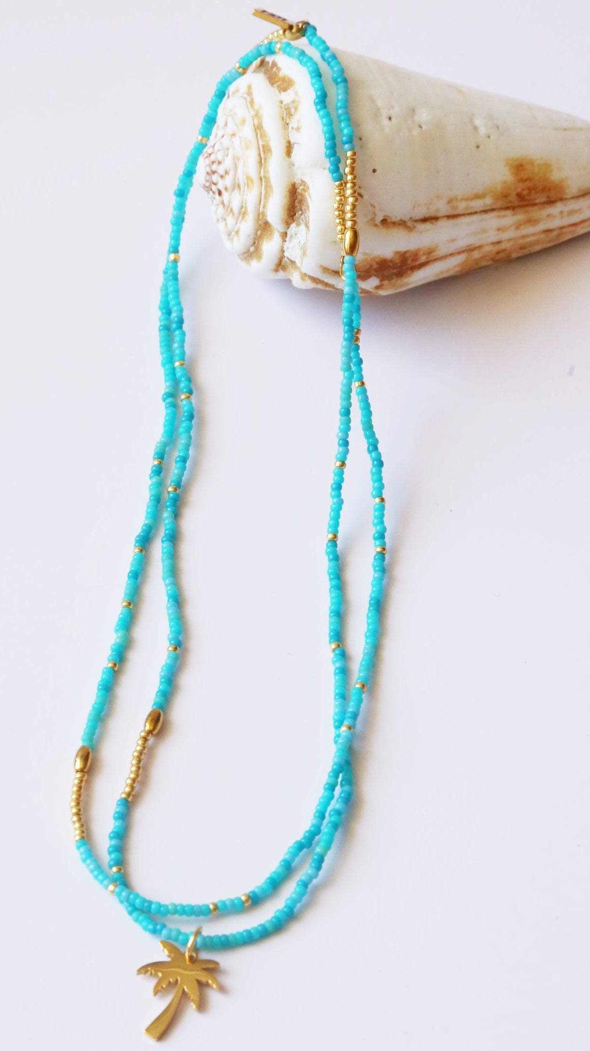 bracelet Seconde Peau 5 tours ou ras de cou monochrome turquoise