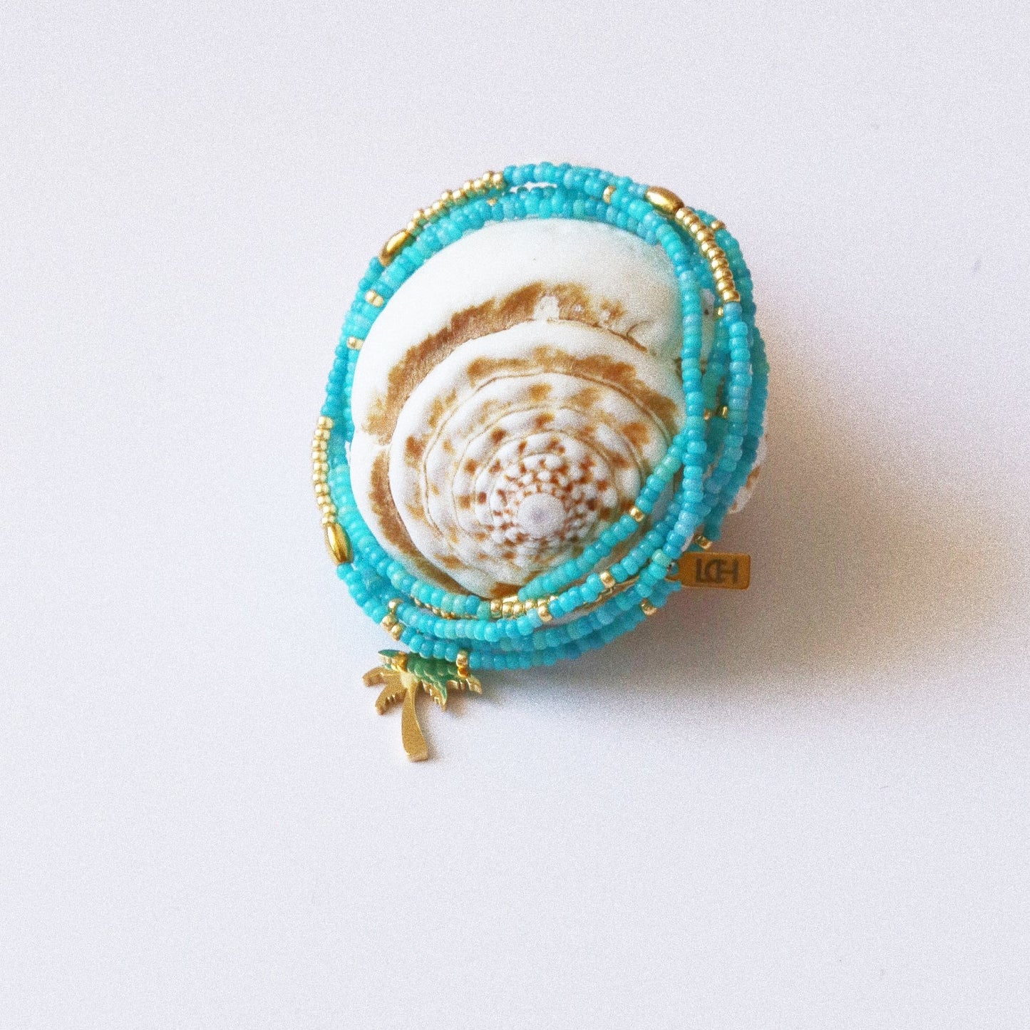bracelet Seconde Peau 5 tours ou ras de cou monochrome turquoise