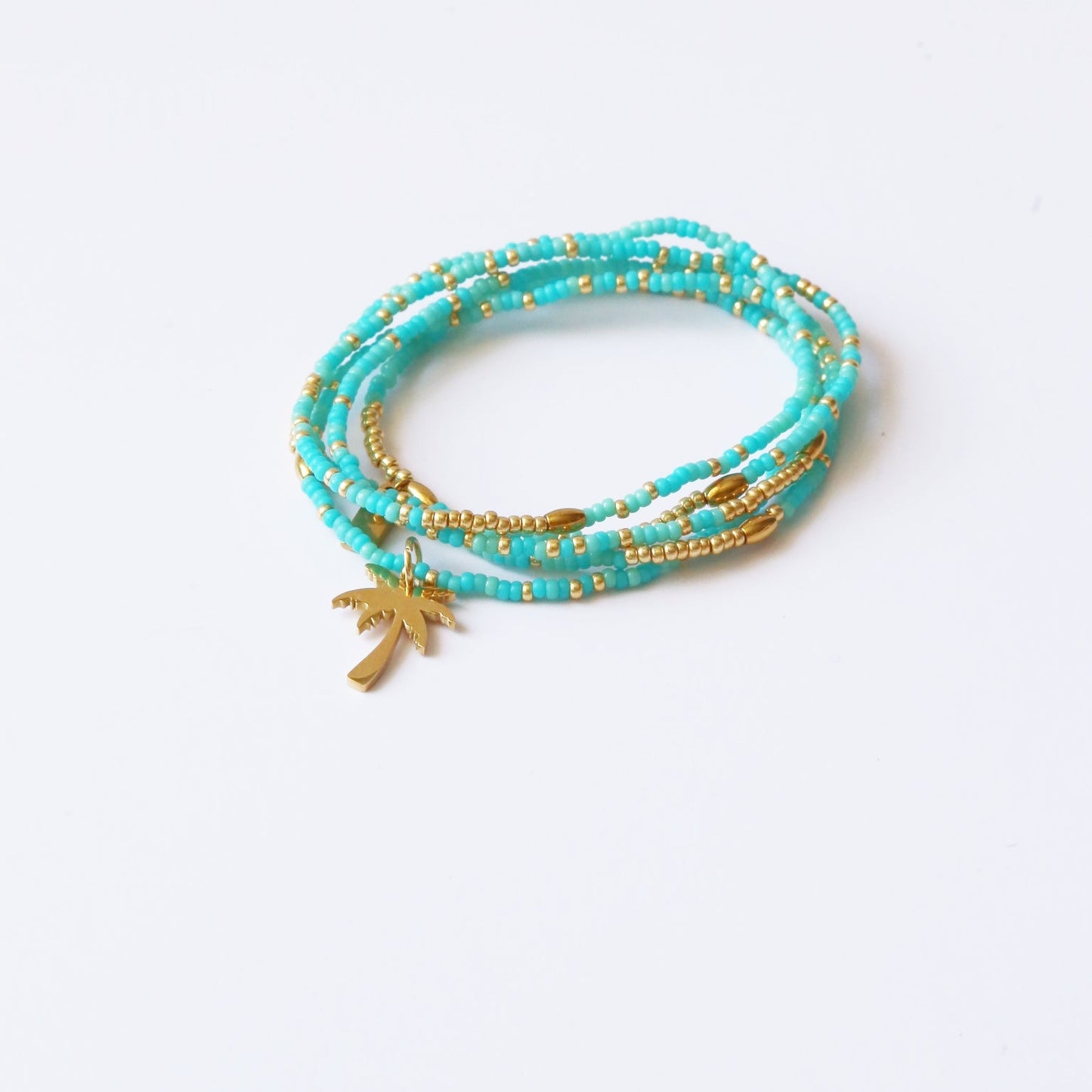bracelet 5 tours ou ras de cou "Seconde Peau" monochrome vert d'eau