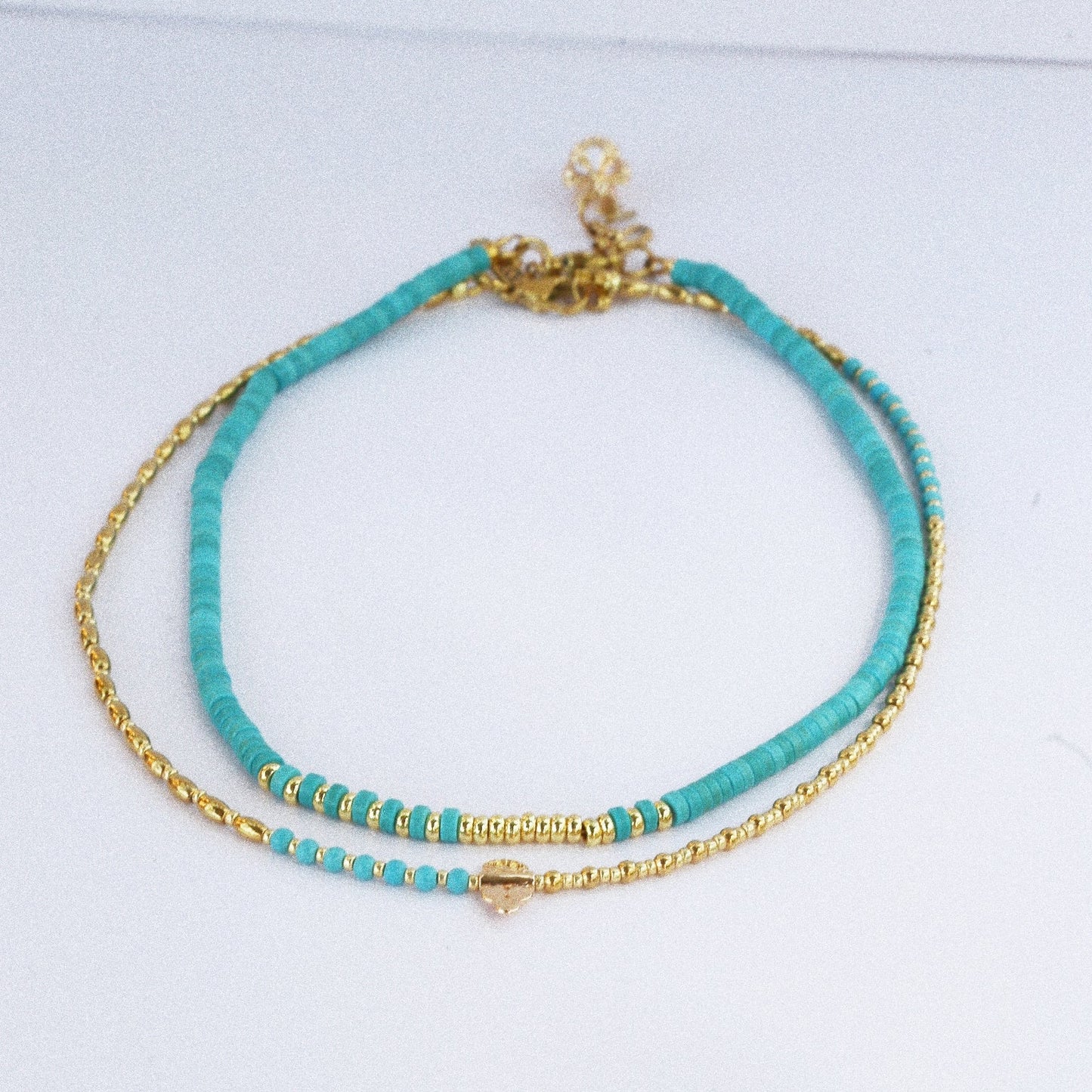 Collier “Code 27” – Perles Bleu Turquoise & Œil de Protection