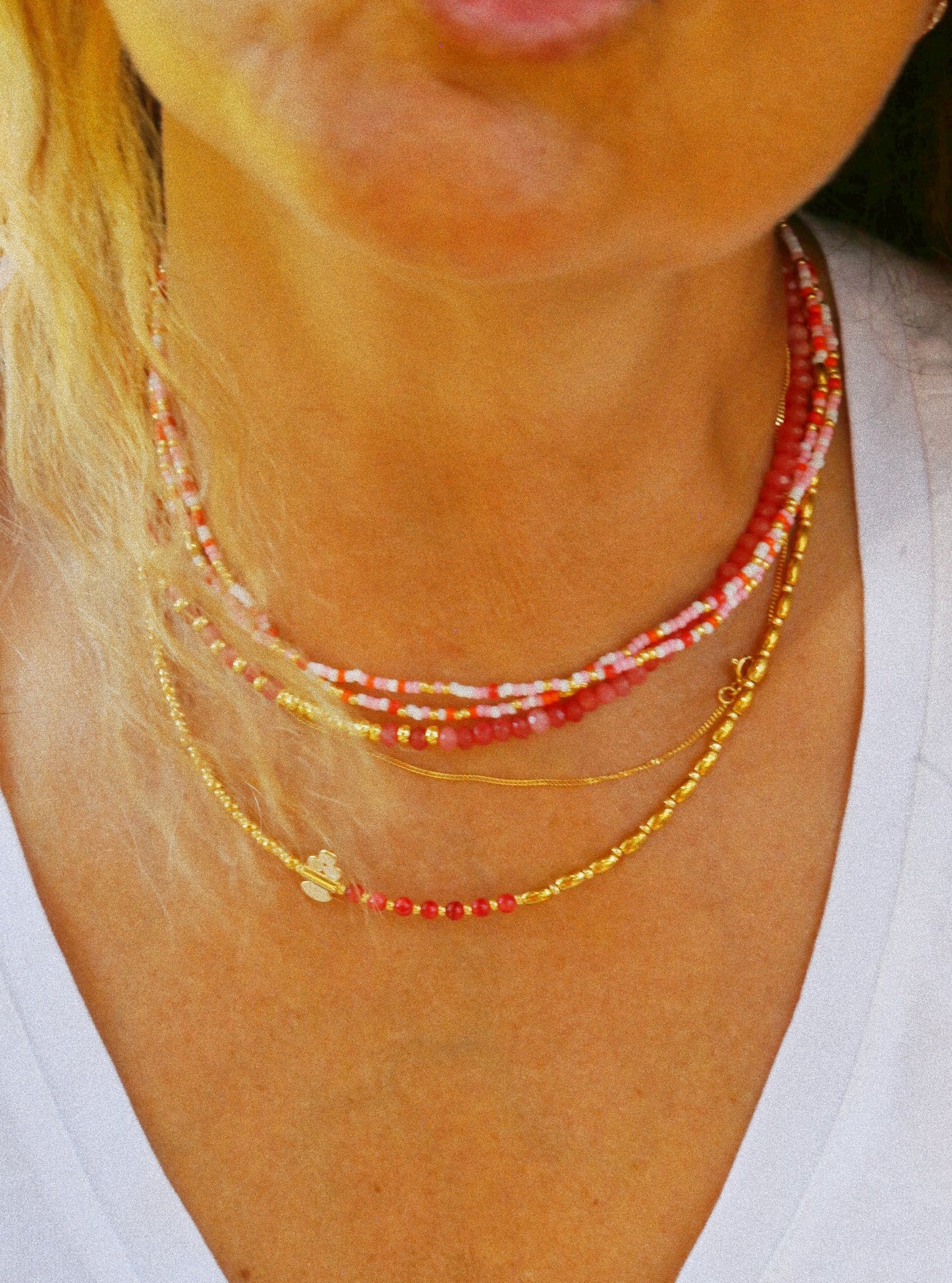Collier “Code 27” – Nacre Rouge & Œil de Protection