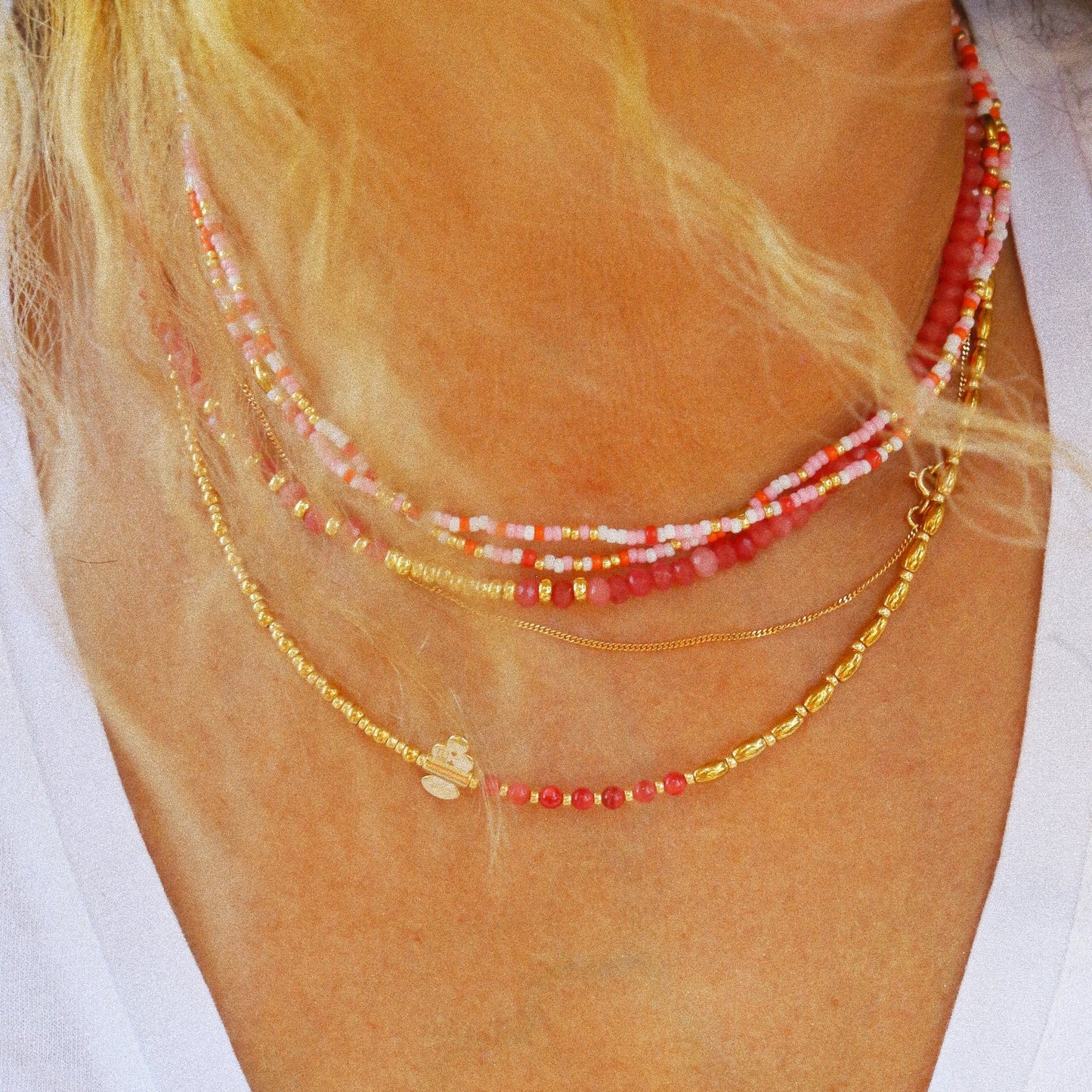 Collier “Code 27” – Nacre Rouge & Œil de Protection