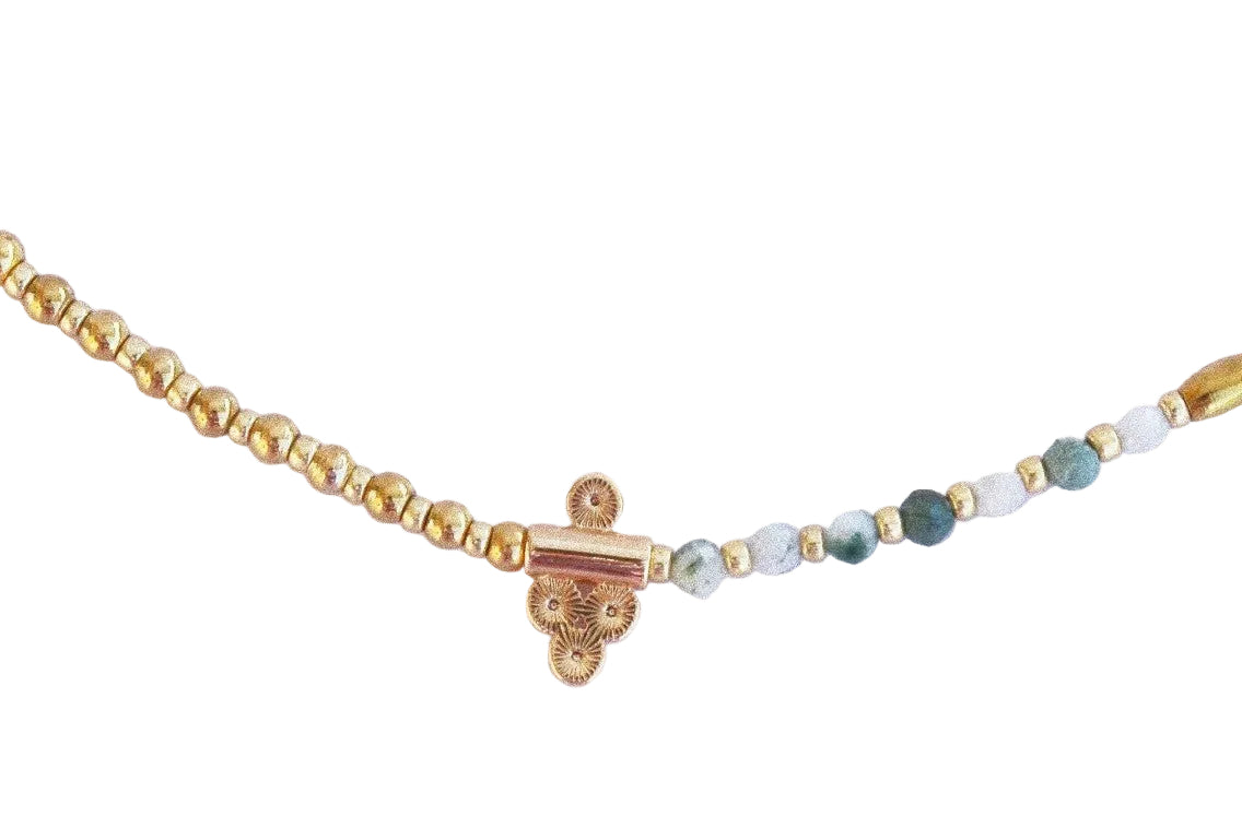 Collier “Code 27” – Agate Mousse & pendentif signature