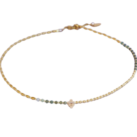 Collier “Code 27” – Tourmaline Verte & Pendentif Signature