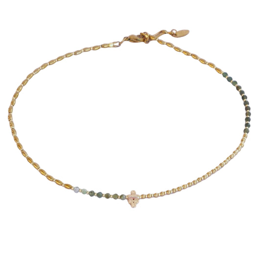 Collier “Code 27” – Tourmaline Verte & Pendentif Signature