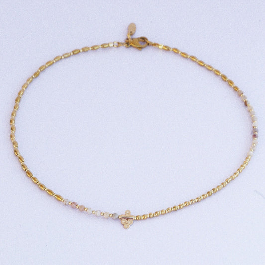 Collier “Code 27” – Mookaïte Beige &  Pendentif Signature