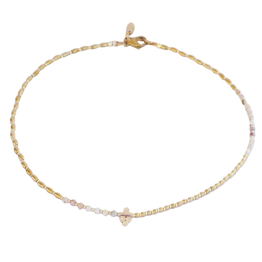 Collier “Code 27” – Mookaïte Beige &  Pendentif Signature