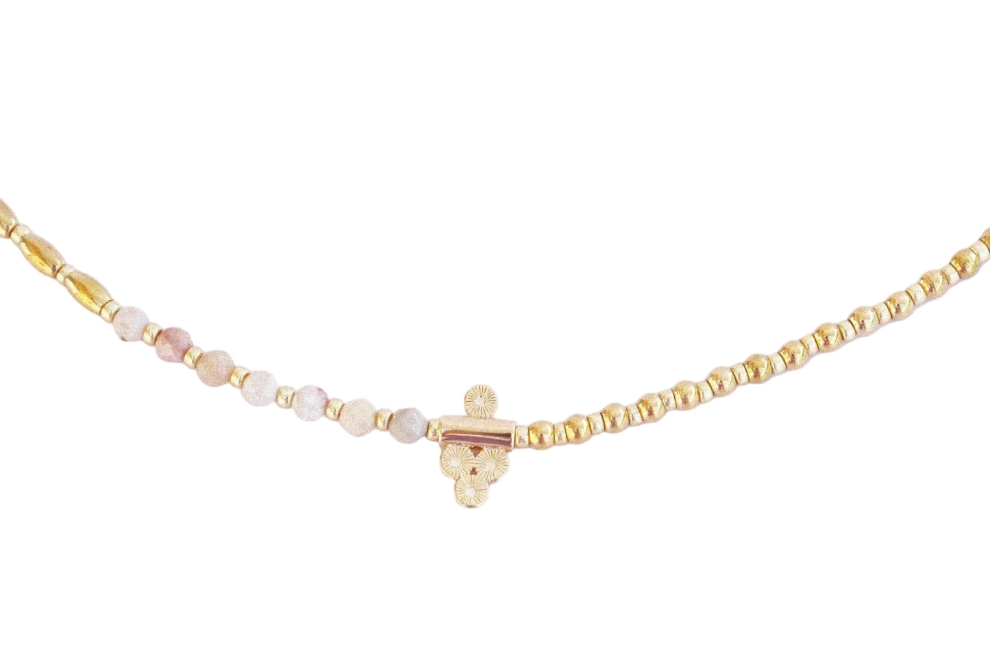 Collier “Code 27” – Mookaïte Beige &  Pendentif Signature