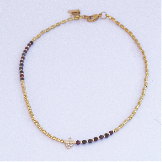 Collier “Code 27” – Mookaïte Bordeaux & Pendentif Signature