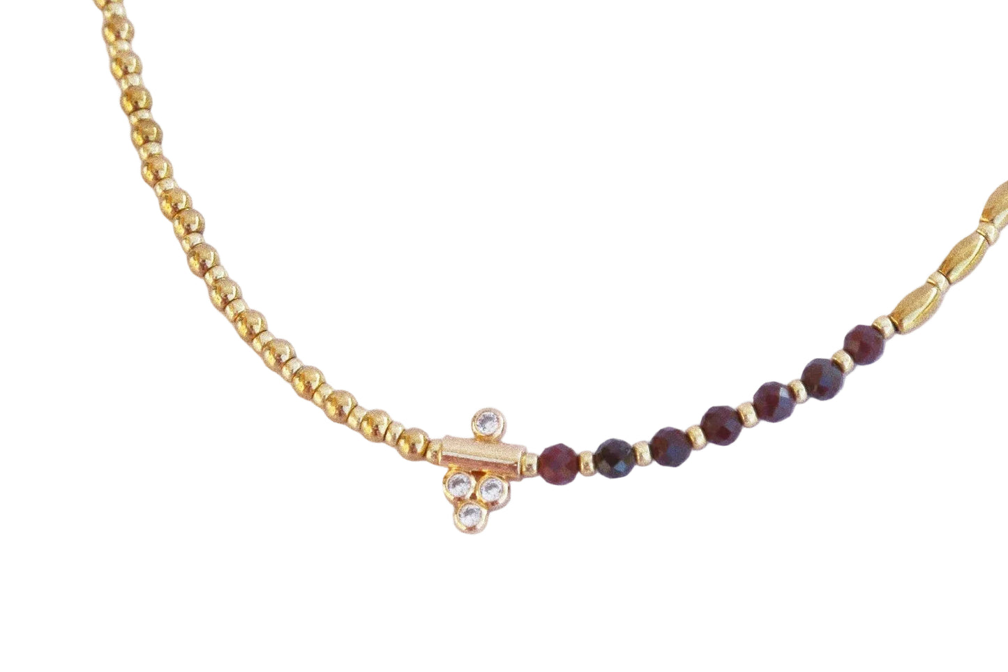 Collier “Code 27” – Mookaïte Bordeaux & Pendentif Signature